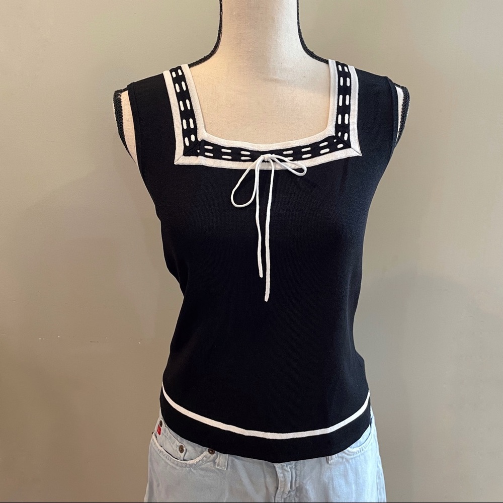Vintage Carducci Black & White Knit Top | Size Medium